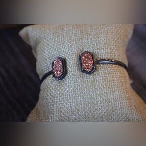 Rose Gold Druzy Stone Gunmetal Bangle Bracelet
